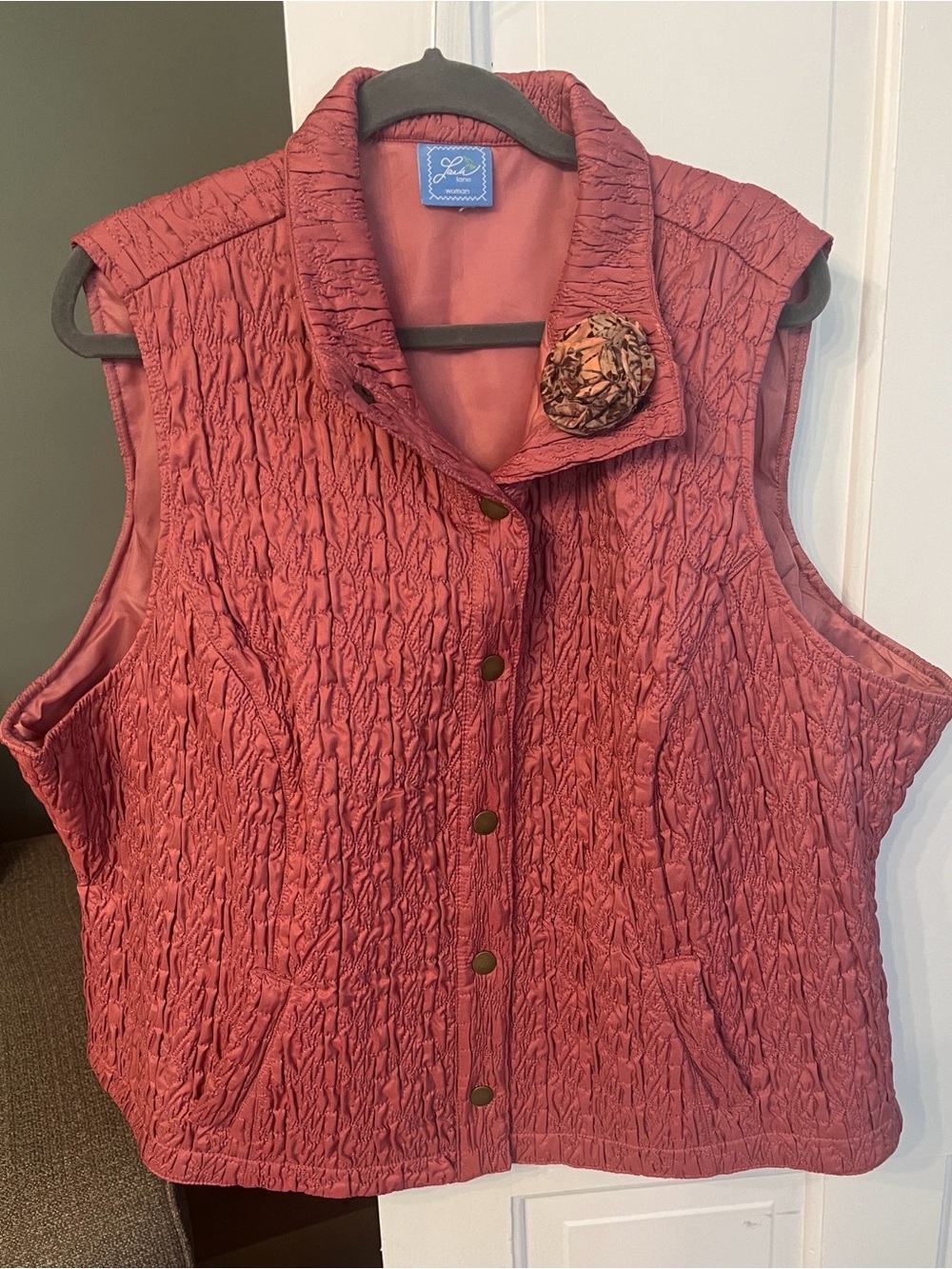 Lark Lane Woman pink Mauve Textured  Quilted Outerwear Vest size 2X